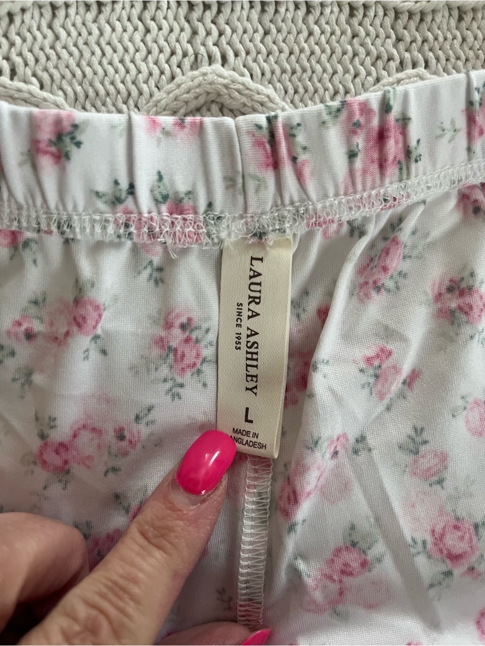 Laura Ashley “Pink Roses” Floral Lace-Trim Sleep Set, Cami & shorts Size Large - Picture 7 of 16